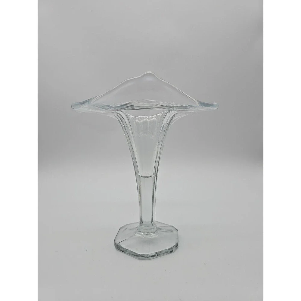 Jack in the Pulpit Clear Art Glass Vase
